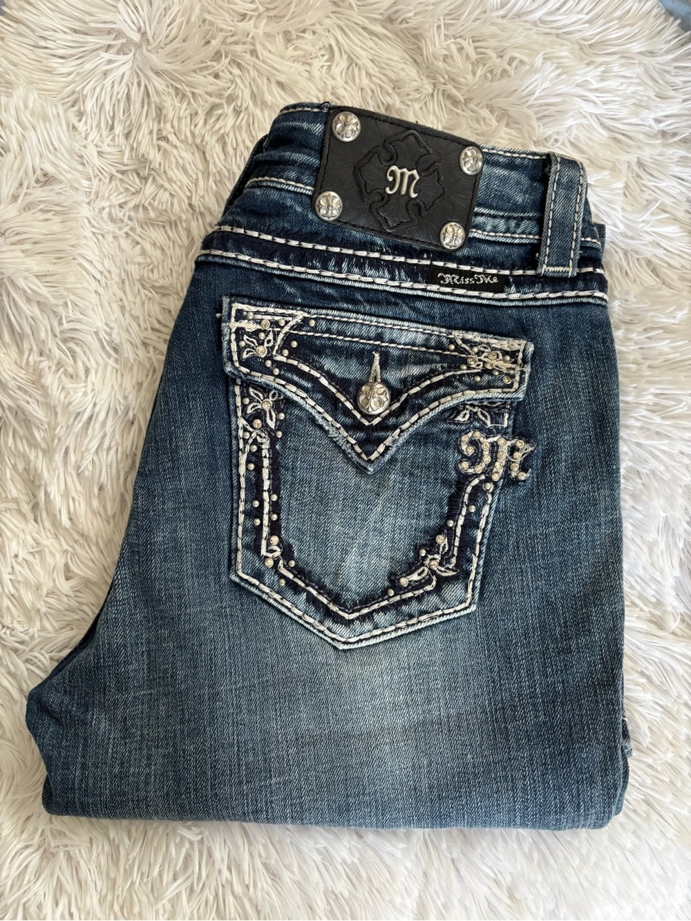 Miss Me Dark Blue Embellished Boot Cut Jeans